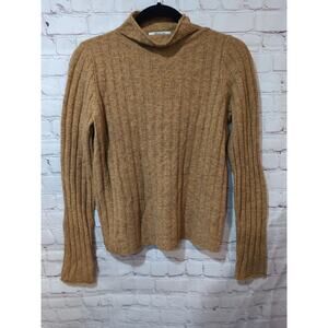 Madewell Evercrest Sweater L Alpaca Merino Wool Blend Mock Neck Soft Mustard